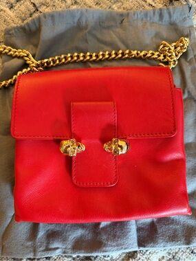 Red Alexander McQueen Bag with Gold Hardware